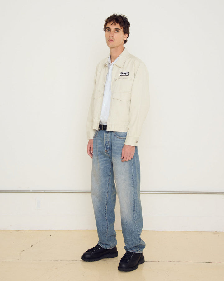 OBEY WALTER WORK JACKET SILVER BIRCH FADED WASH