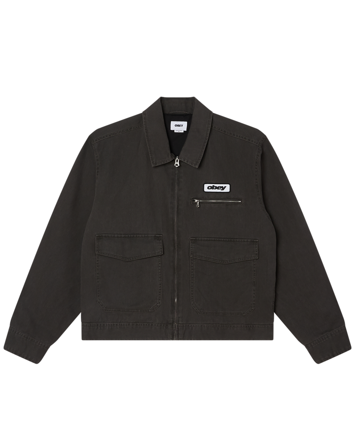 OBEY WALTER WORK JACKET BLACK FADED WASH