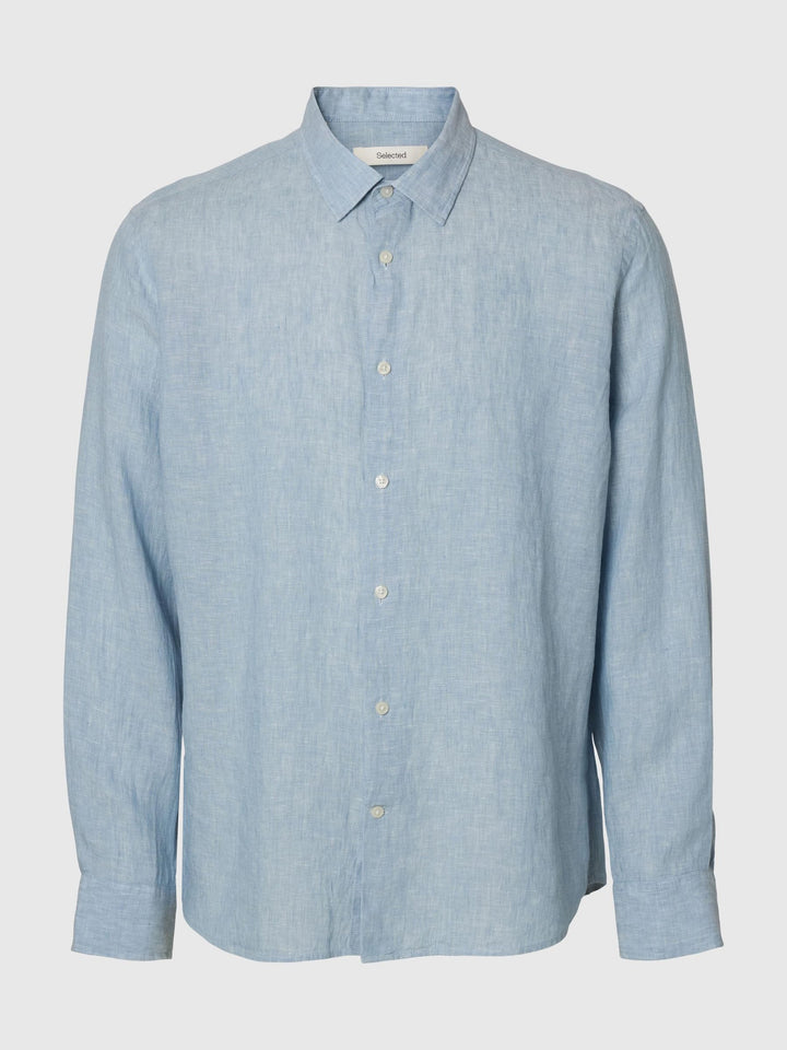 KYLIAN LINEN LS SHIRT NOOS . blue fog