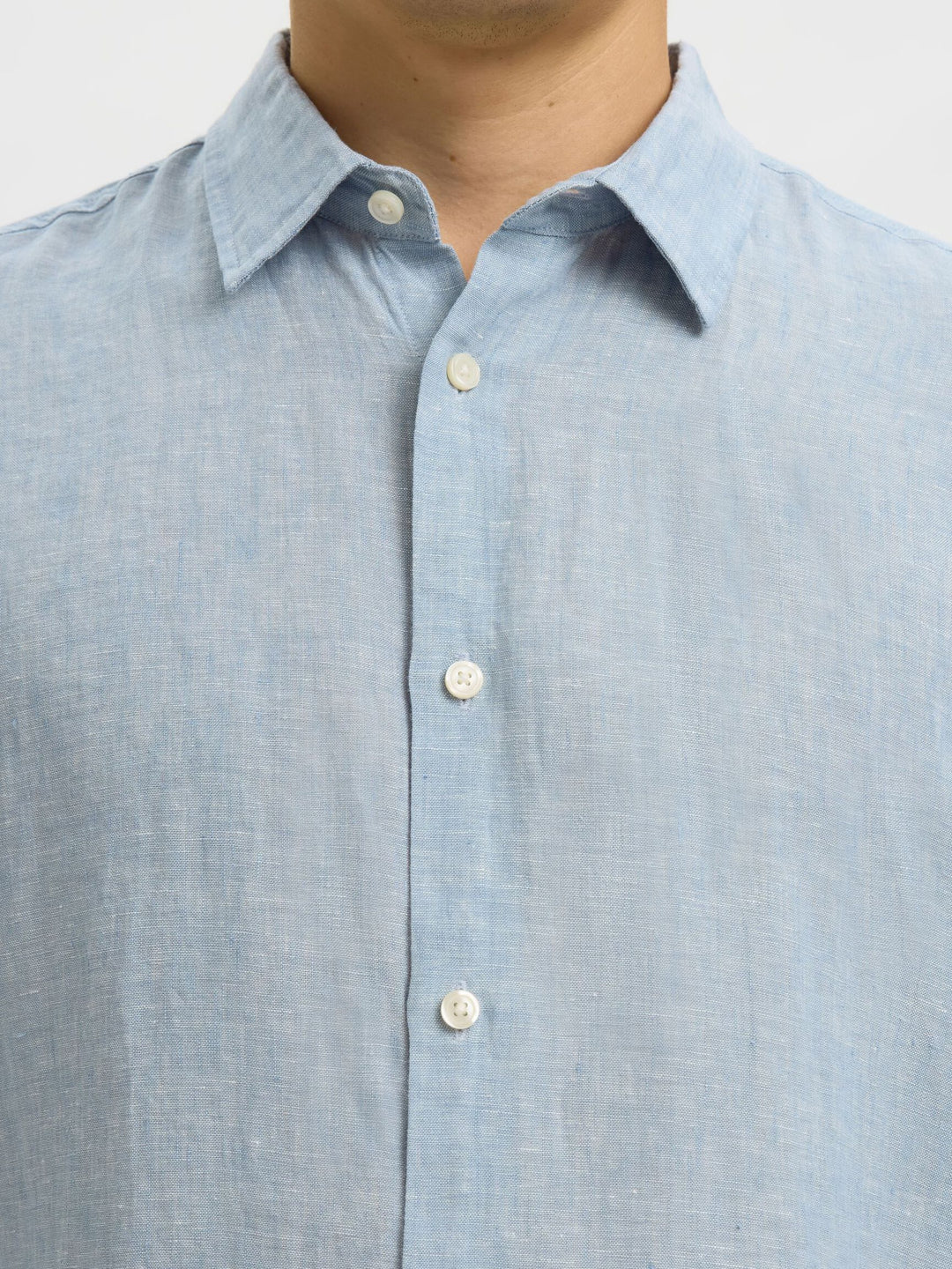 KYLIAN LINEN LS SHIRT NOOS . blue fog