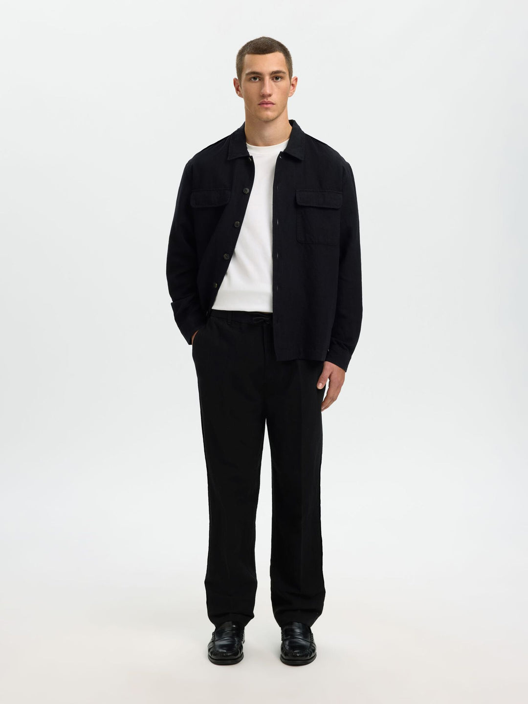 SLM196-STRAIGHT LEROY LINEN - black