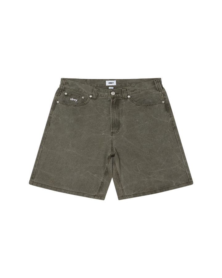 BIGWIG BAGGY DENIM SHORT BLACK OLIVE WRINKLE WAS