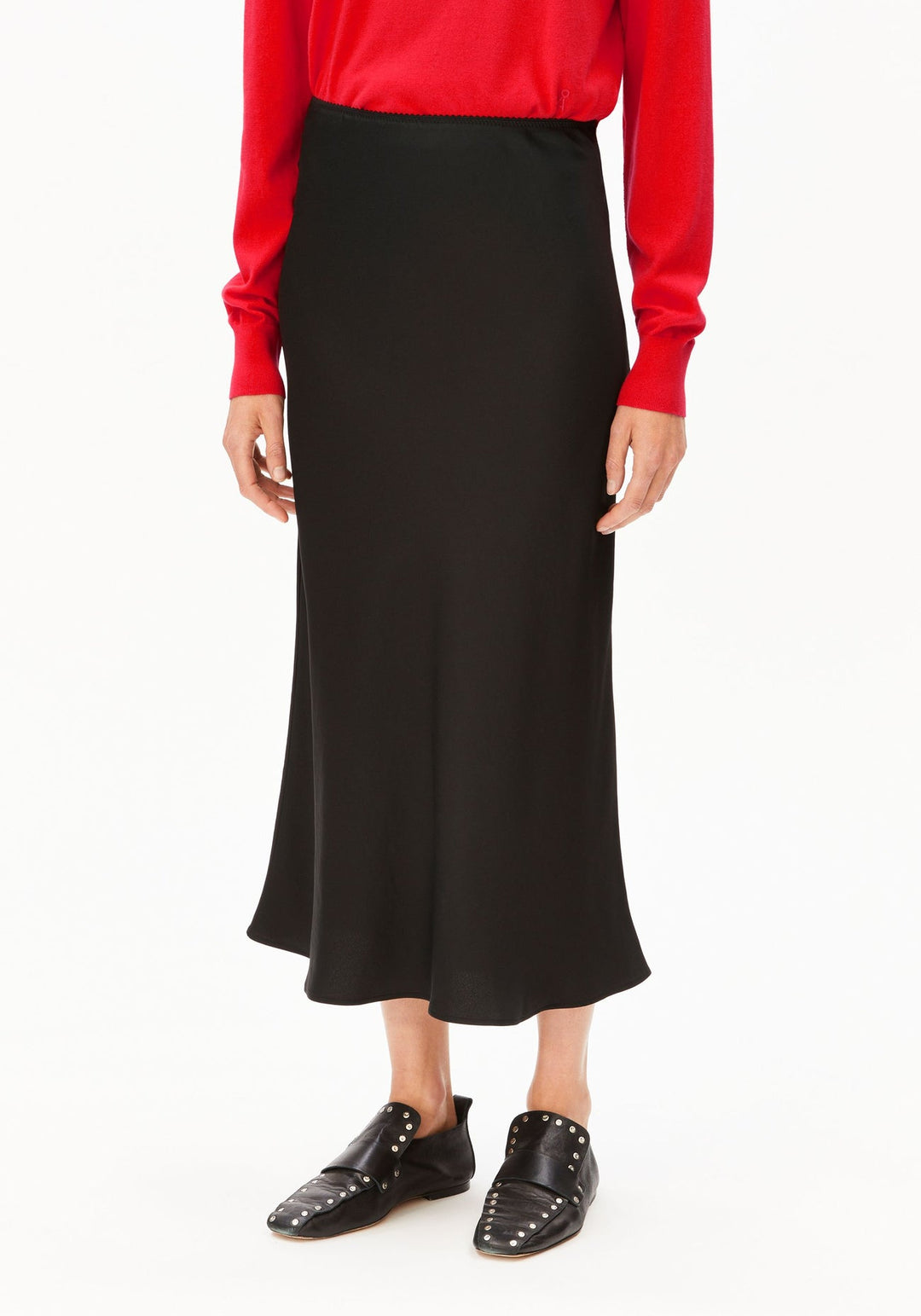 LENOVAA SATIN SLIP-SKIRT - black
