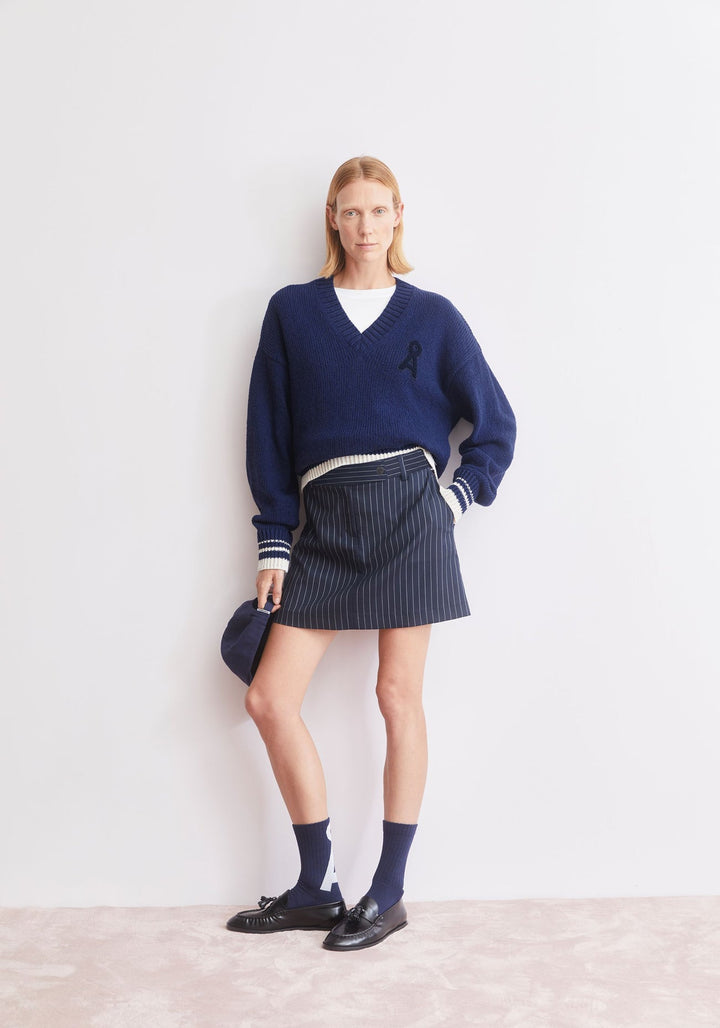 PINSTRIPE MINI SKIRT - night sky white