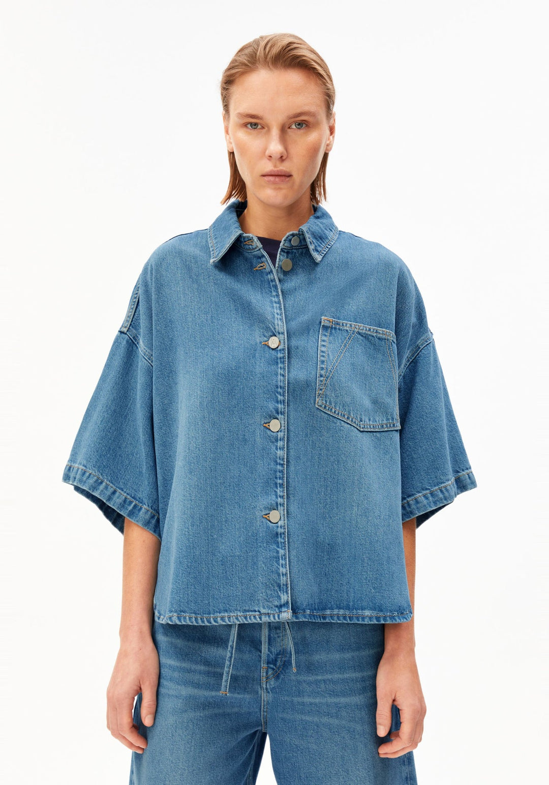 S SLV DENIM OVERSHIRT - laguna