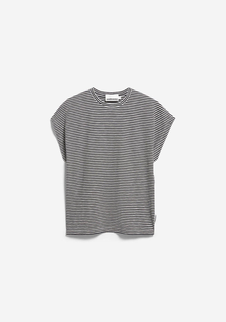 SLUB JERSEY STRIPE T-SHIRT - black oatmilk