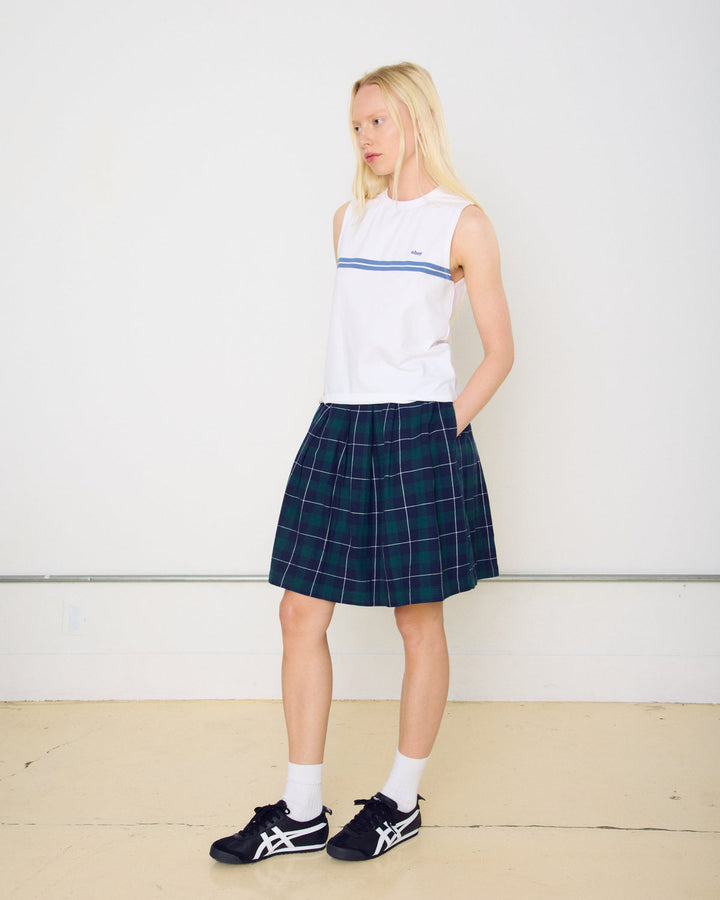 SHELLY PLAID PLEATED SKIRT GREEN