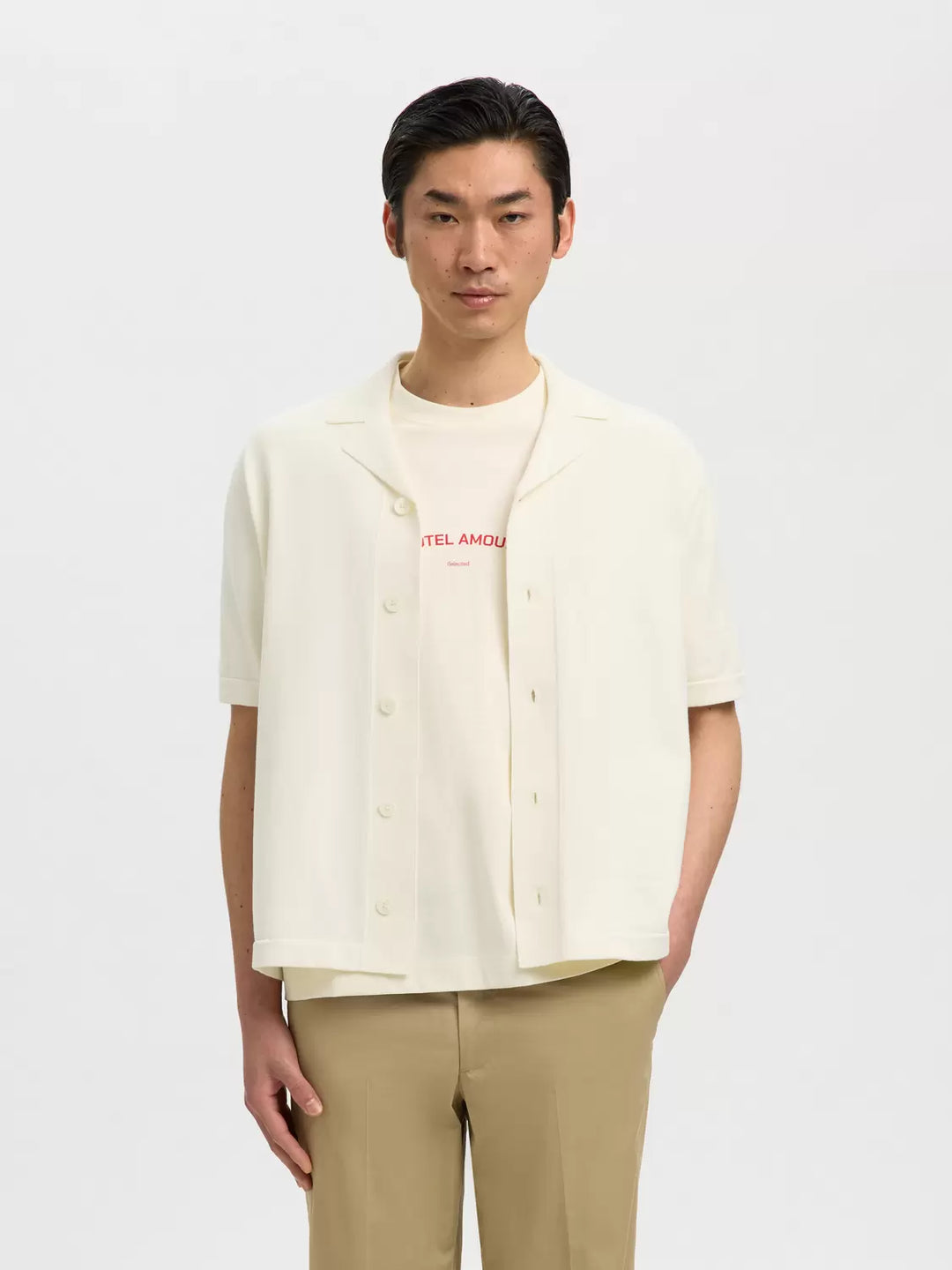 SLHAMOUR INTARSIA RELAXED POLO CARDIGAN