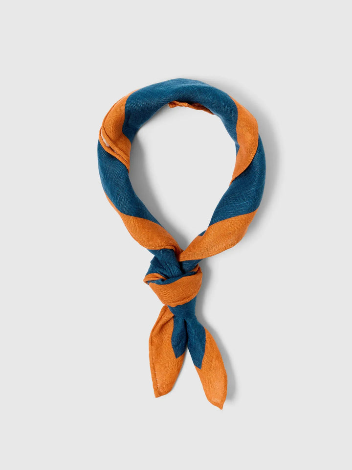 SLH COLE LINEN BANDANA - sky captain / apricot