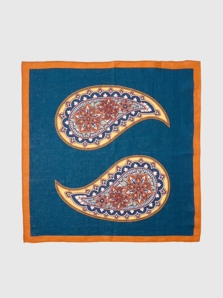 SLH COLE LINEN BANDANA - sky captain / apricot