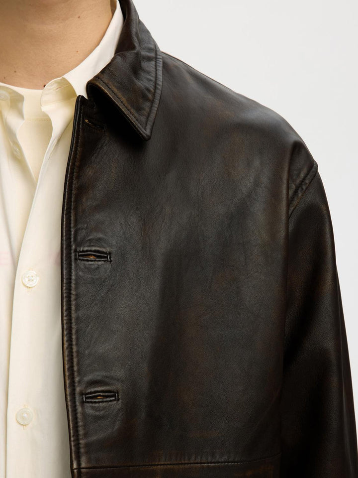 MORGAN HOTEL AMOUR LEATHER BLOUSON - demitasse