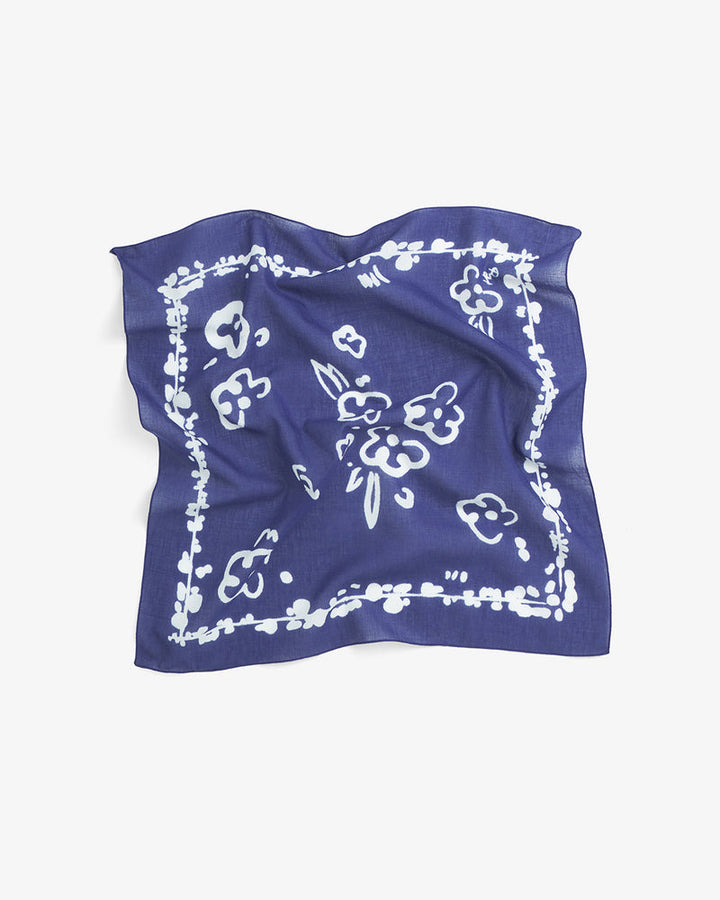 Flowery Bandana - Dark Navy