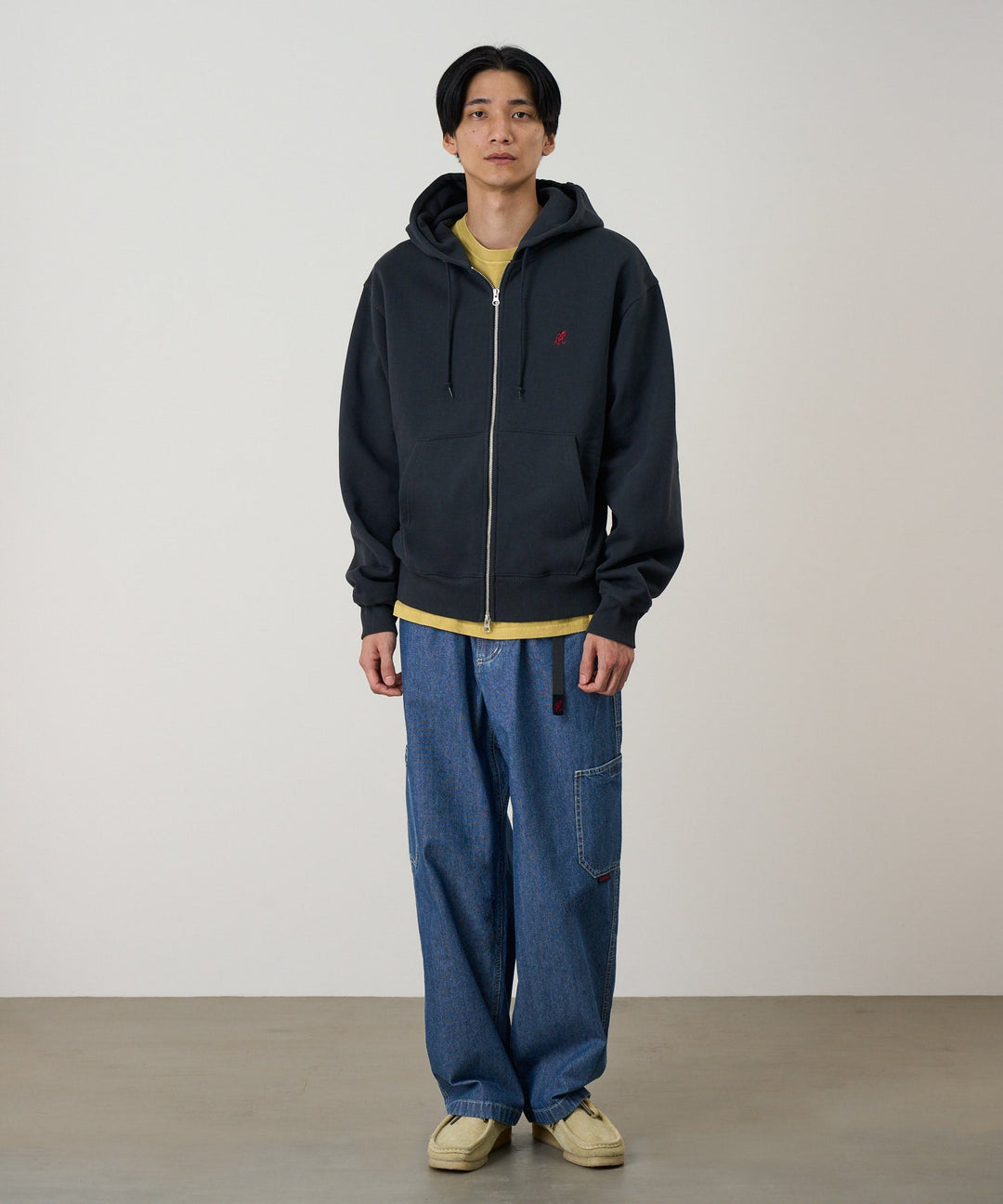 ONE POINT ZIP HOODED SWEATSHIRT - VINTAGE BLACK