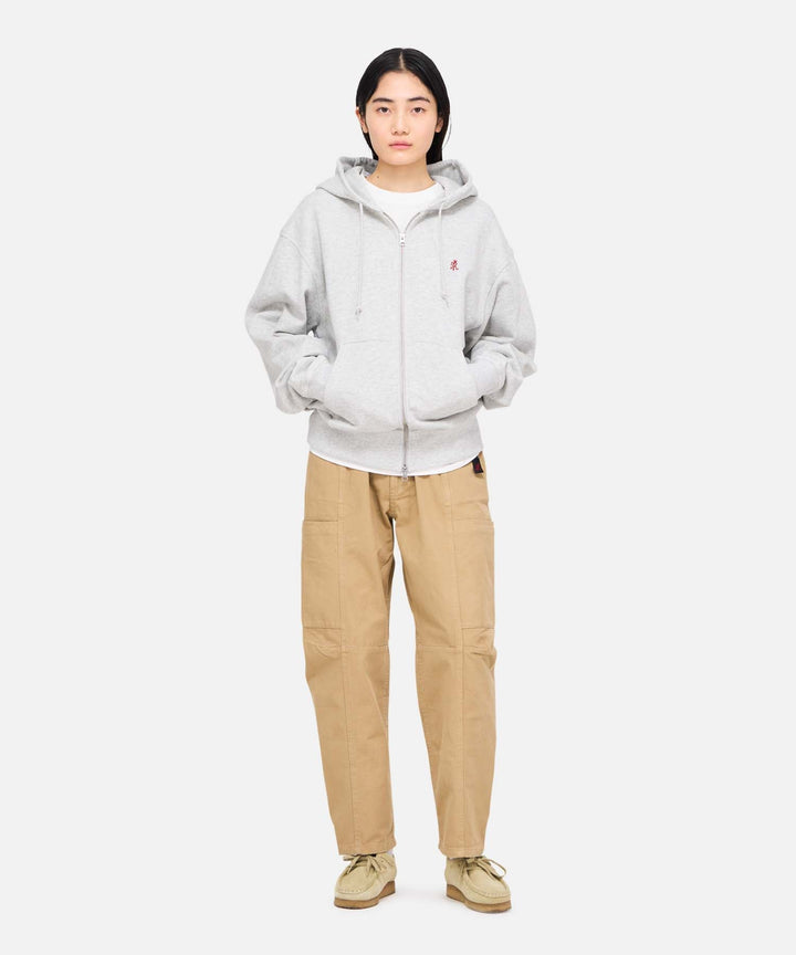 ONE POINT ZIP HOODED SWEATSHIRT - Ash