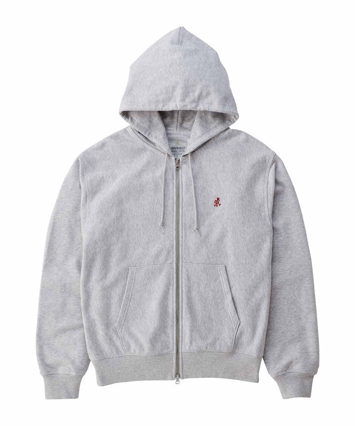 ONE POINT ZIP HOODED SWEATSHIRT - Ash