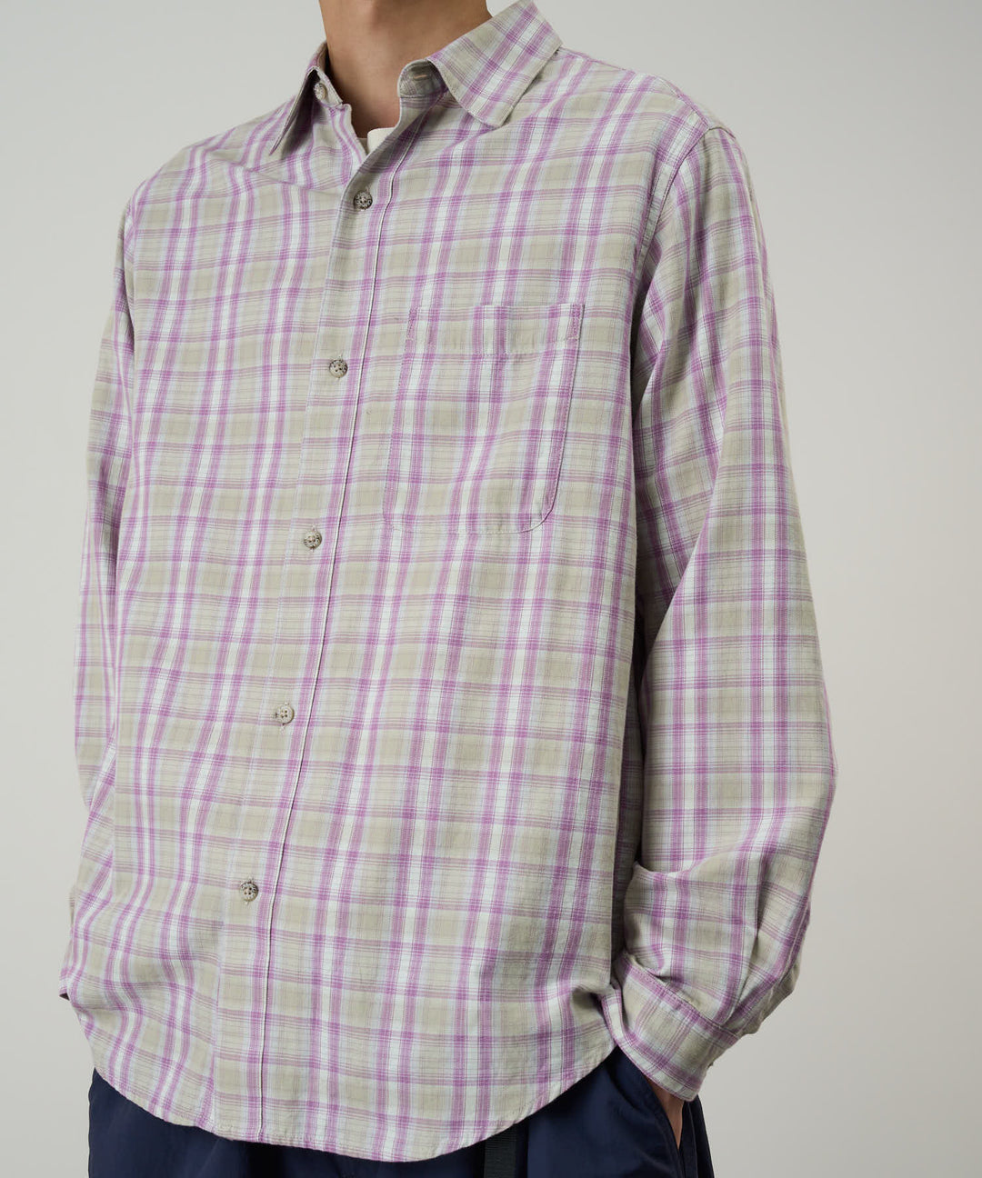 CHECKERED OMBRE SHIRT - PURPLE