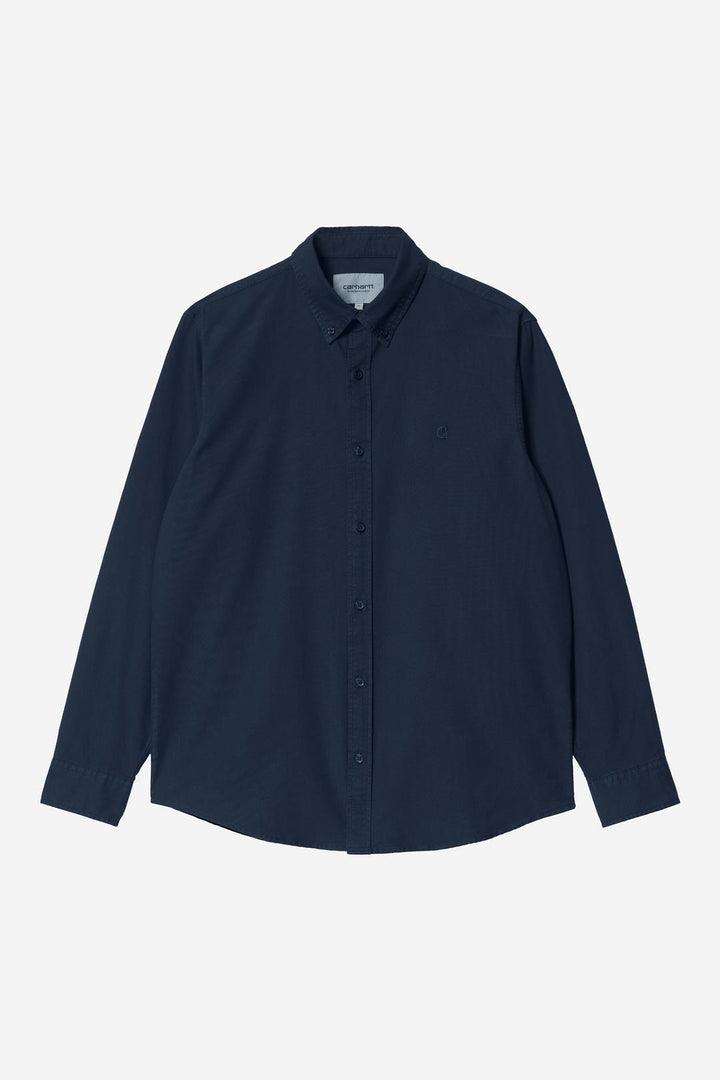 L/S Bolton Shirt Dark Navy garment dyed