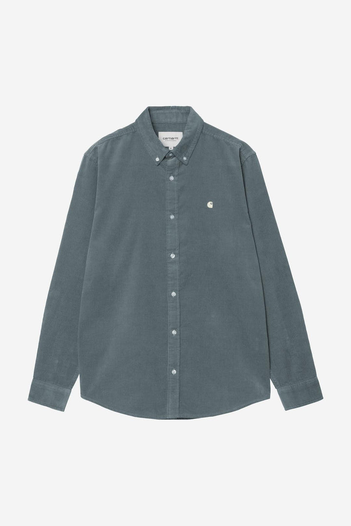 L/S Madison Fine Cord Shirt -  Cozy Blue / Wax