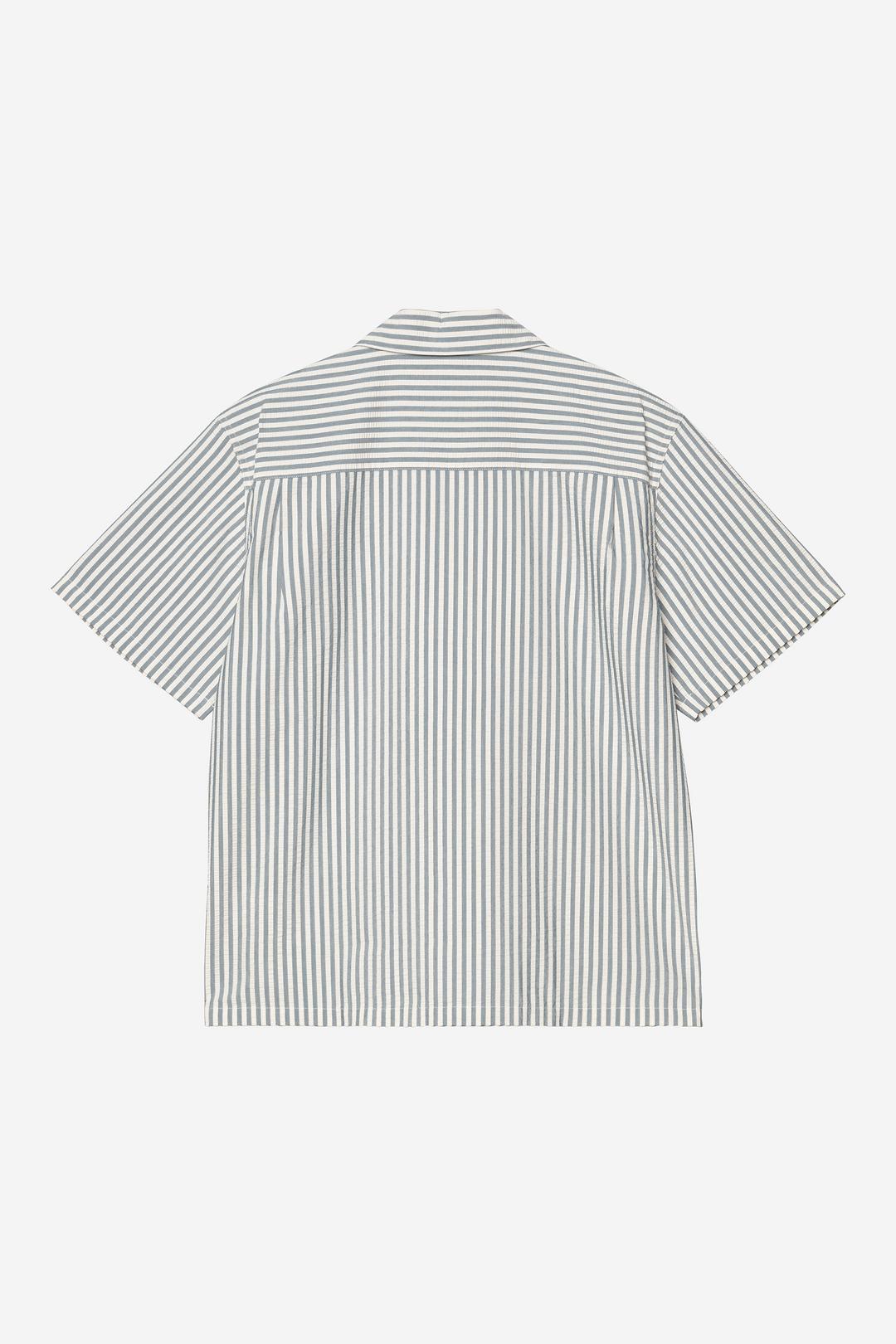 S/S Leavel Shirt Leavel Stripe, Blue River