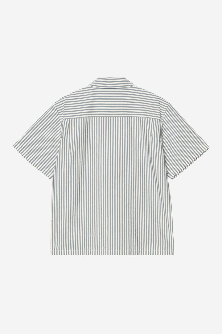 S/S Leavel Shirt Leavel Stripe, Blue River