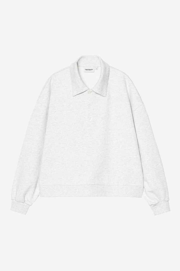 W' Brenta Polo Sweat Ash Heather / White heavy stone wash