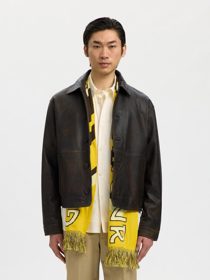 MORGAN HOTEL AMOUR LEATHER BLOUSON - demitasse