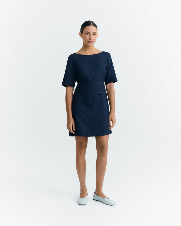 HEMP KIERAN DRESS - NAVY