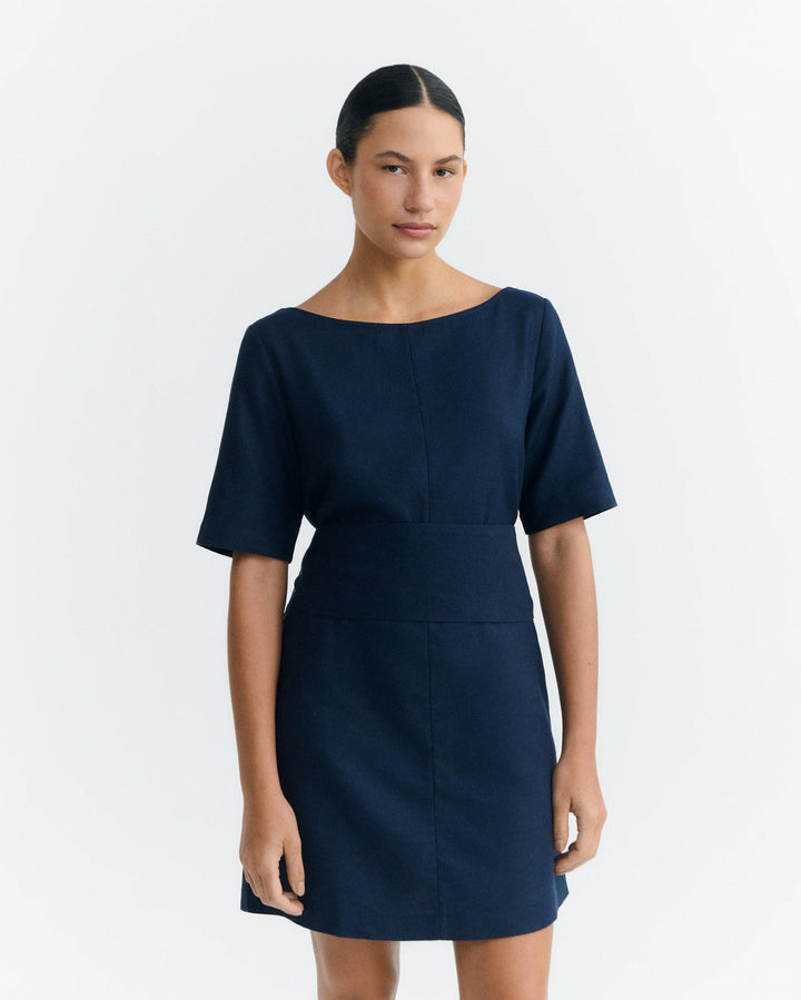 HEMP KIERAN DRESS - NAVY