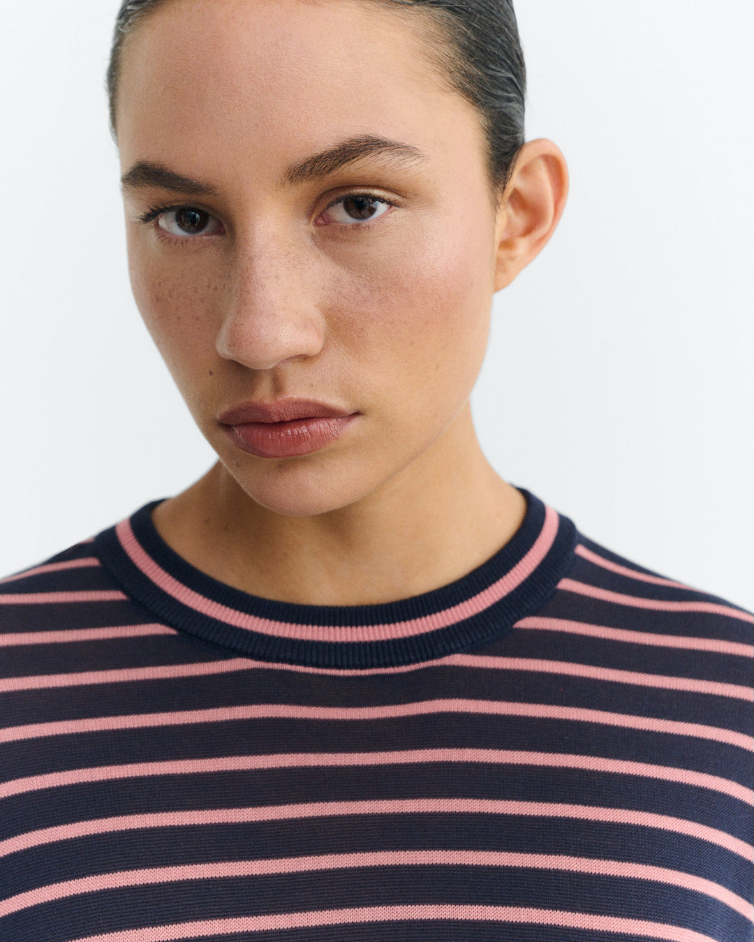 ZENNA KNITTED T - NAVY STRIPE