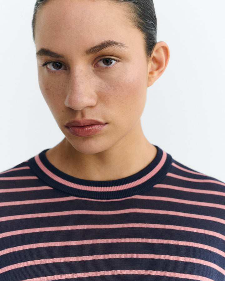 ZENNA KNITTED T - NAVY STRIPE