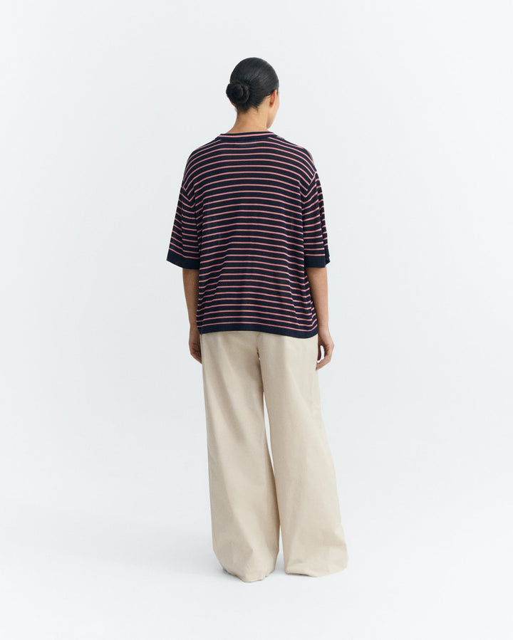 ZENNA KNITTED T - NAVY STRIPE