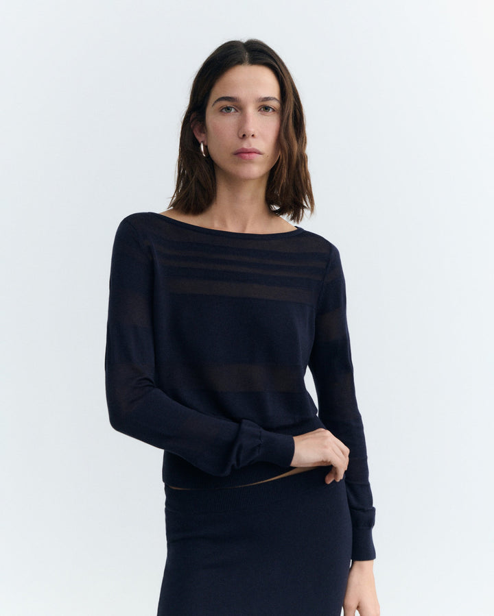 KNITTED SWEATER - NAVY RAVEN