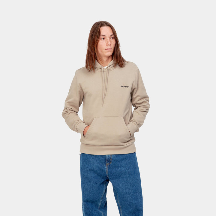 Hooded Script Embroidery Sweatshirt - wall/black
