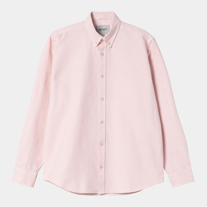 L/S Bolton Shirt 100 % Cotton Air Pink garment dyed