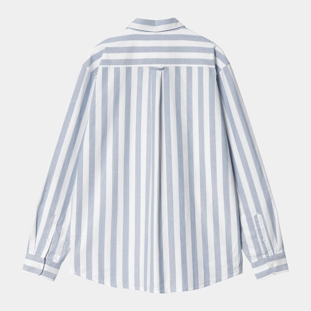 L/S Dillion Shirt 100 % Cotton Dillion Stripe, Bleach / White