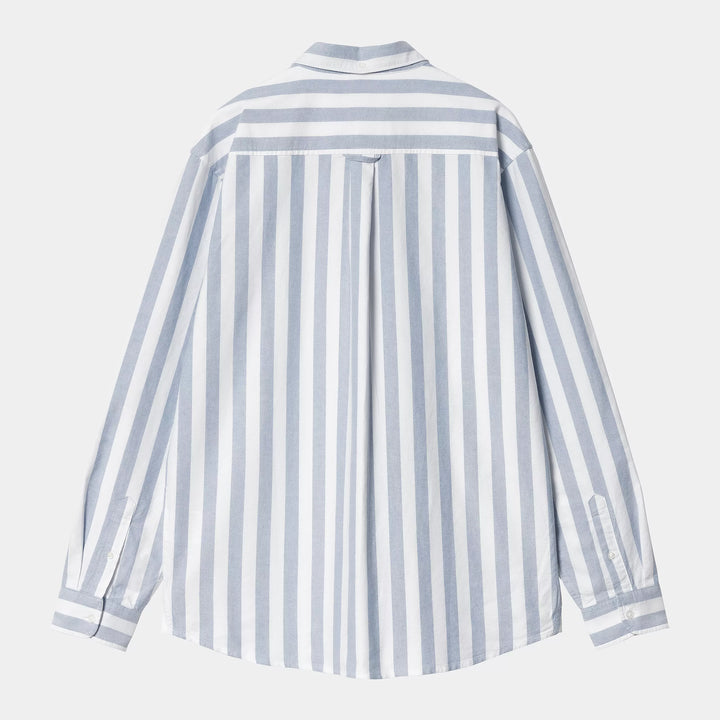 L/S Dillion Shirt 100 % Cotton Dillion Stripe, Bleach / White
