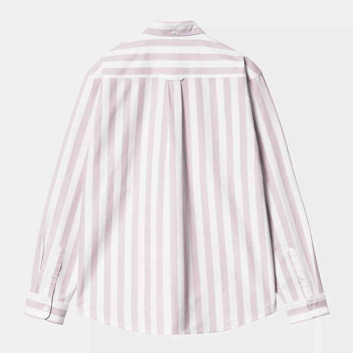 L/S Dillion Shirt 100 % Cotton Dillion Stripe, Hortensia / Wh