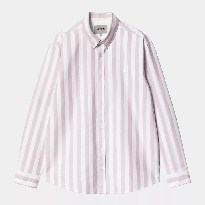 L/S Dillion Shirt 100 % Cotton Dillion Stripe, Hortensia / Wh