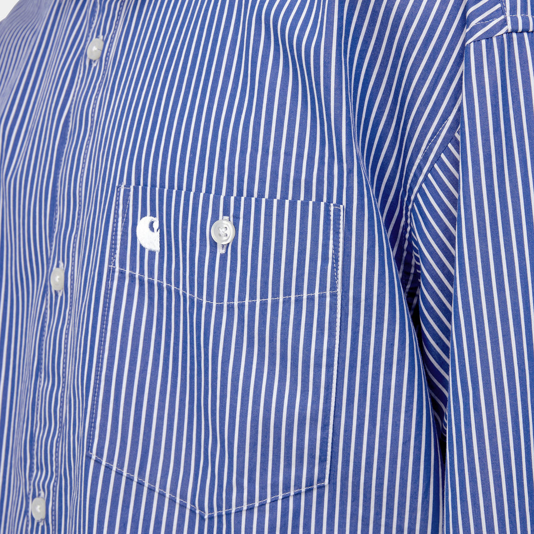 L/S Drake Shirt - lazurite/white