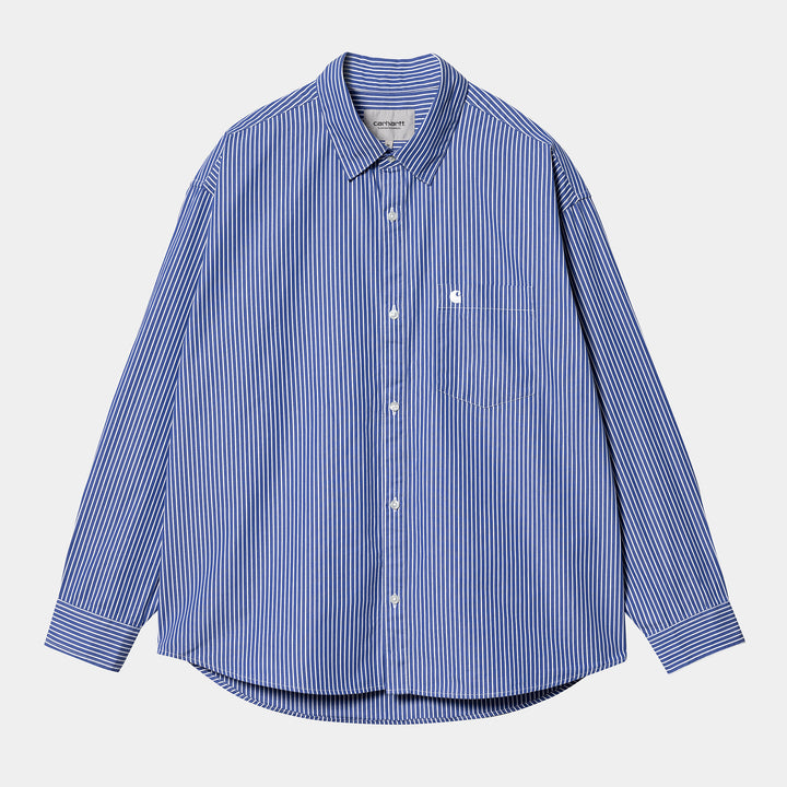 L/S Drake Shirt - lazurite/white
