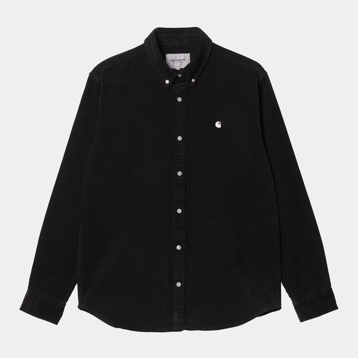 L/S Madison Fine Cord Shirt 100 % Cotton black / wax