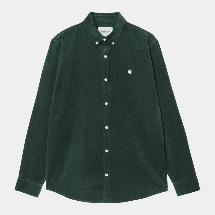 L/S Madison Fine Cord Shirt 100 % Cotton Conifer / Wax