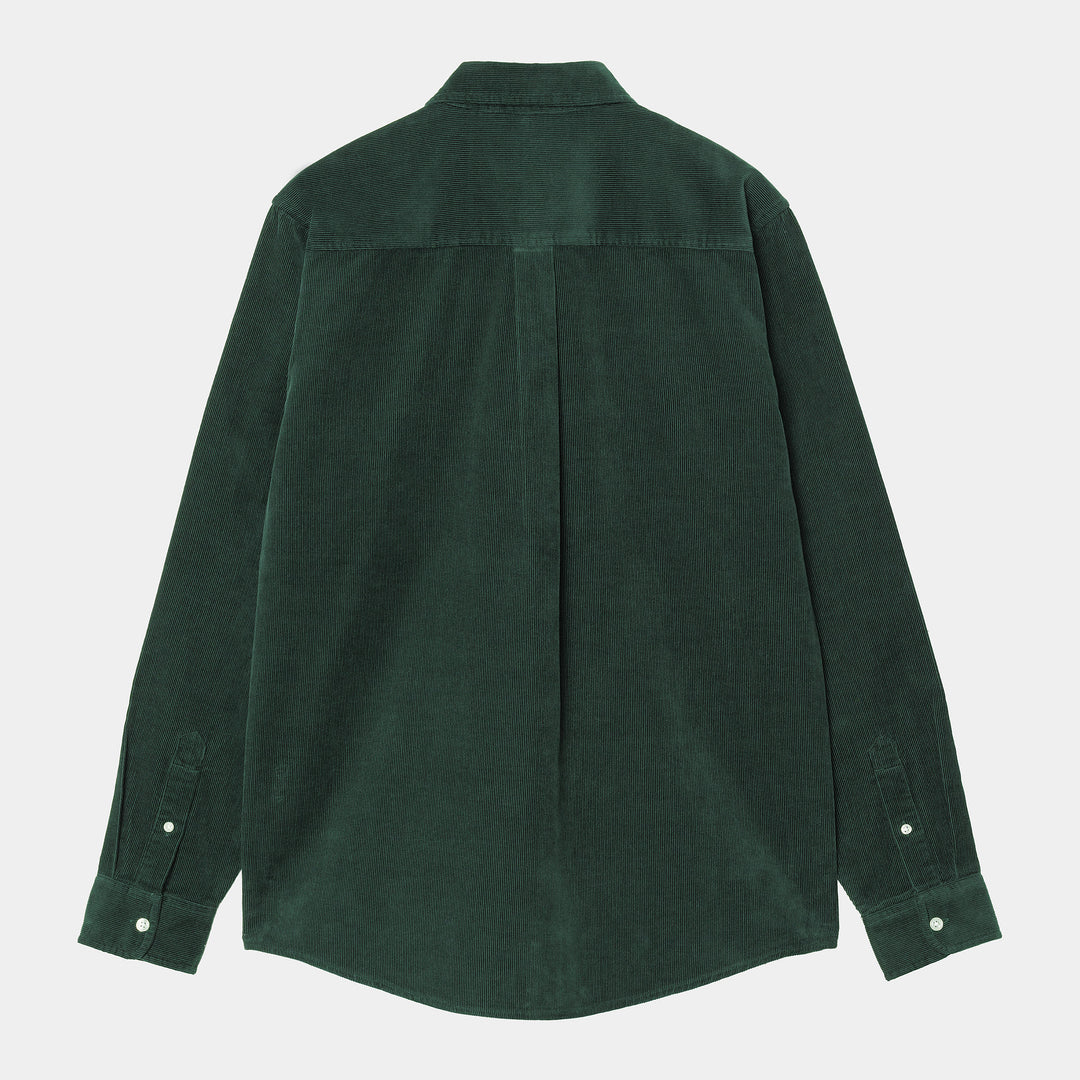L/S Madison Fine Cord Shirt 100 % Cotton Conifer / Wax