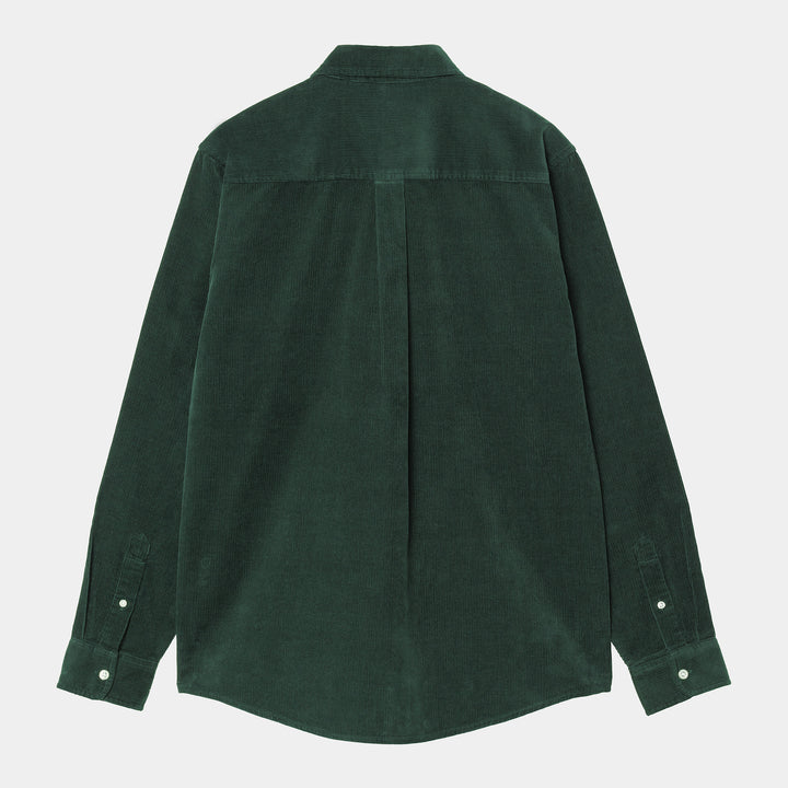 L/S Madison Fine Cord Shirt 100 % Cotton Conifer / Wax