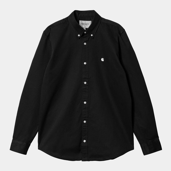 L/S Madison Shirt 100 % Cotton - Black / White