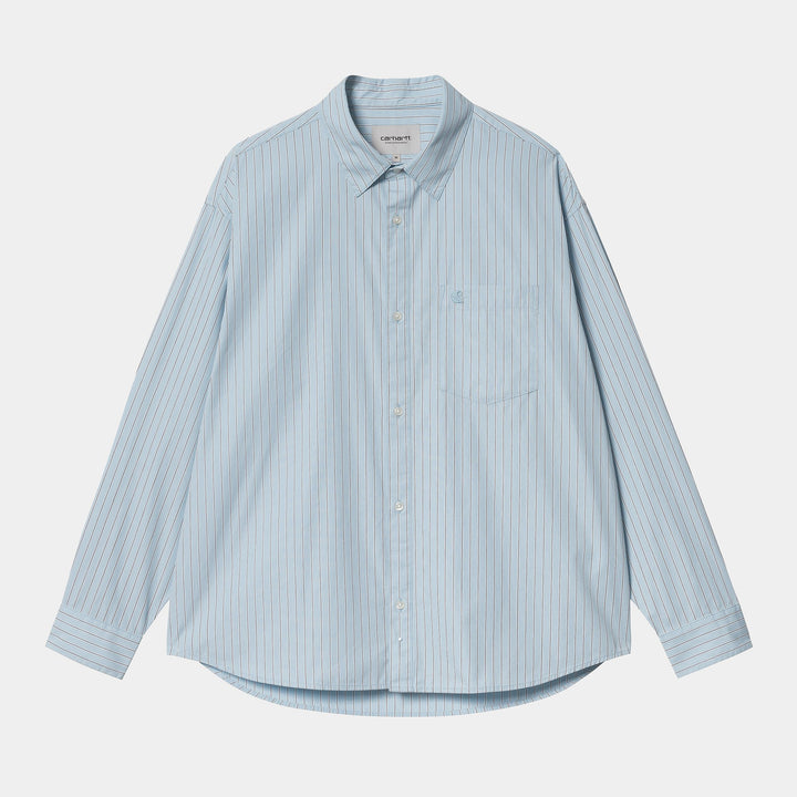 L/S Notus Shirt 100 % Cotton Bova Stripe, Bluebird