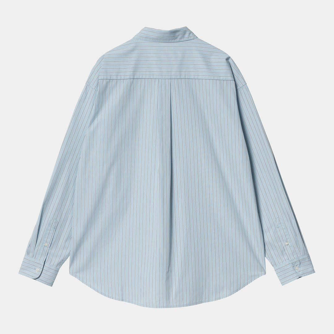 L/S Notus Shirt 100 % Cotton Bova Stripe, Bluebird