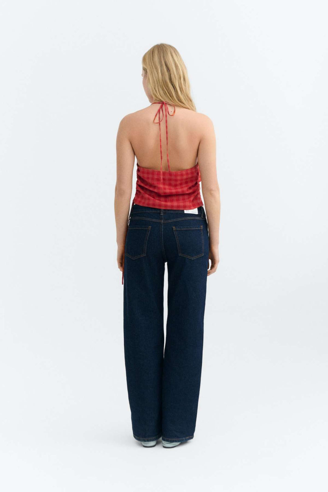 RED CHECKS SEERSUCKER HIBA TOP