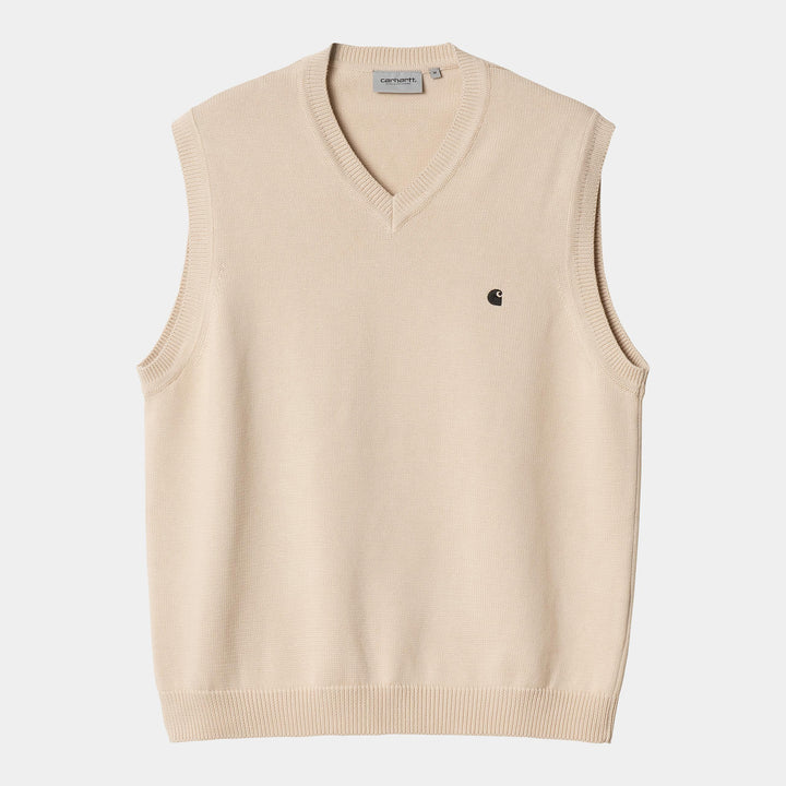 Madison Vest Sweater 100 % Cotton - Fleur De Sel / Black