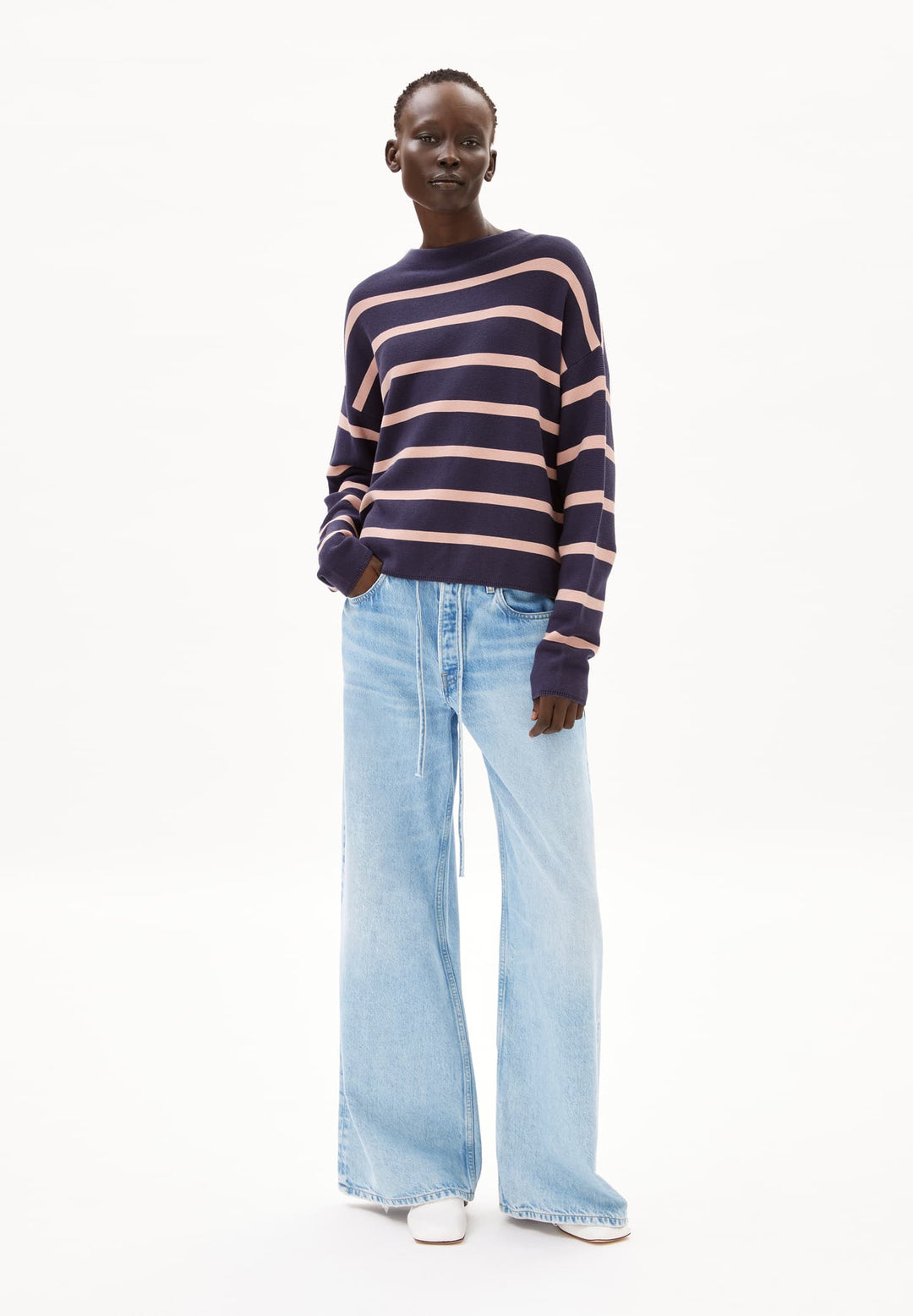 MERINAA STRIPES - moonlight gray-rosalilly